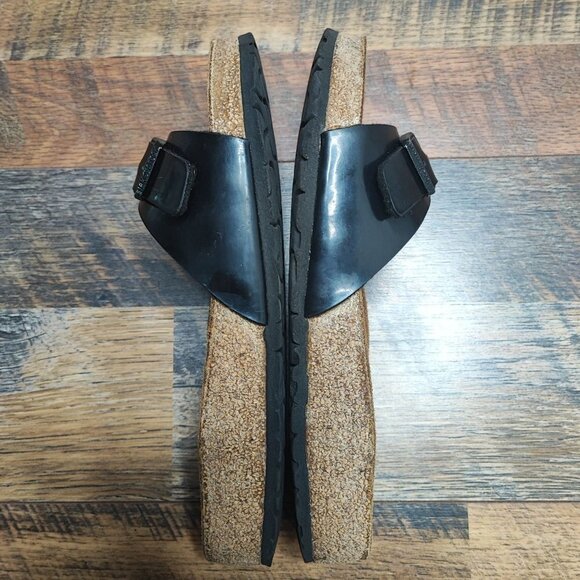 Birkenstock Women's Madrid Black Patent Leather Slide Sandals Size 38EU / 7 US - Picture 6 of 8